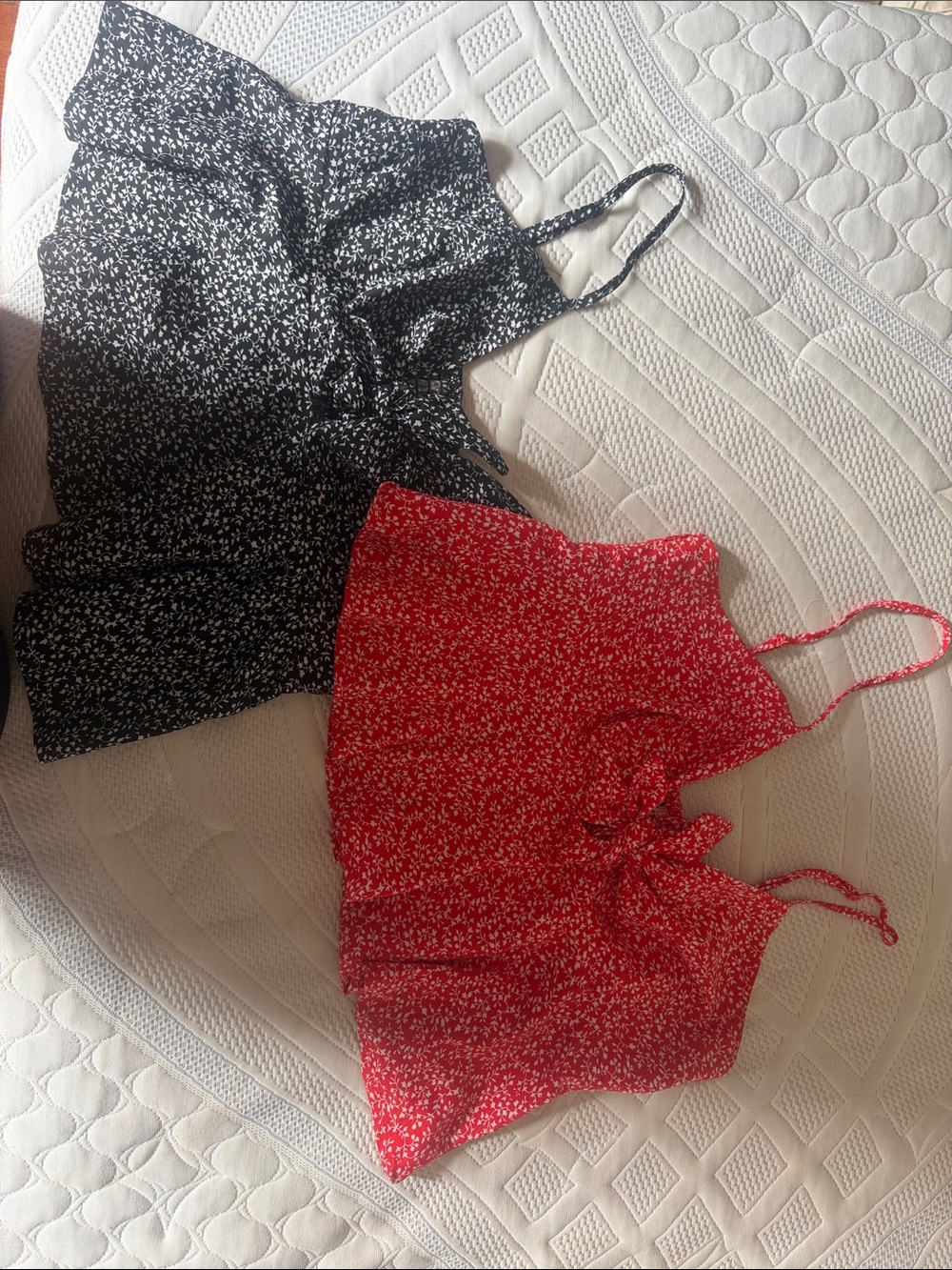 Ditsy Floral Tie-Front Cami - Red and Black $14 for both